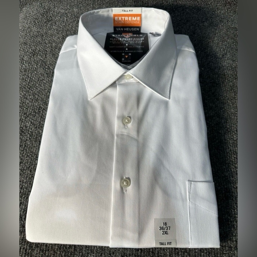 Van Heusen Big & Tall Stain Shield Dress Shirt SZ 18 NWT - Picture 4 of 6
